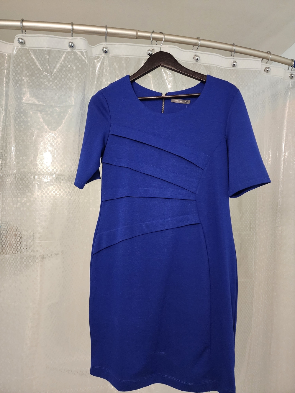 Elegant Blue Short-Sleeve Sheath Dress